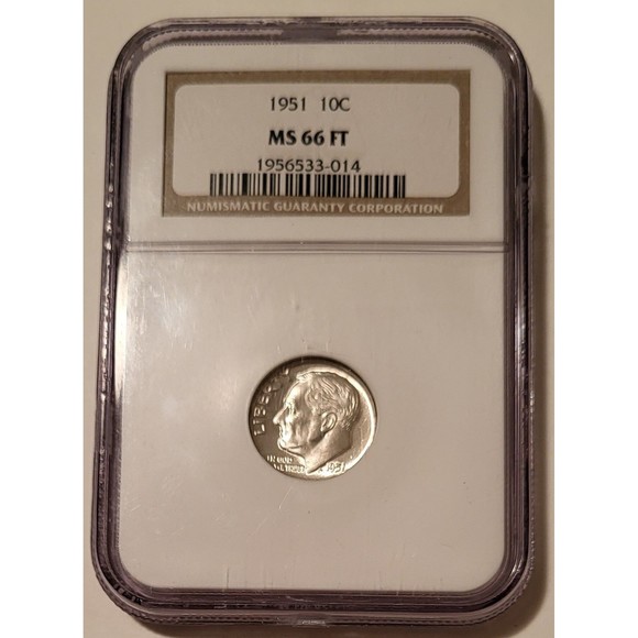 1951 Roosevelt Dime MS66 FT NGC - Picture 1 of 2